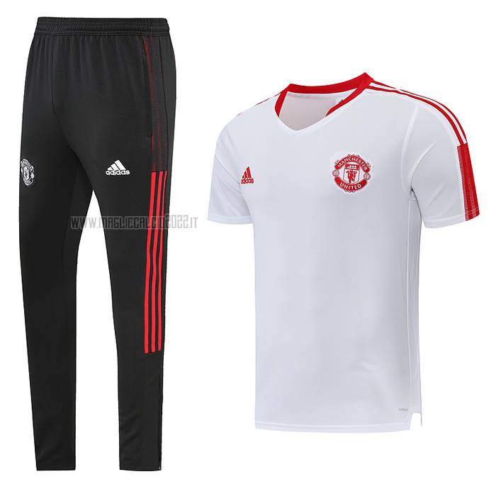 Tuta da Track del Manchester United Manga Corta 2023-2024 Blanco